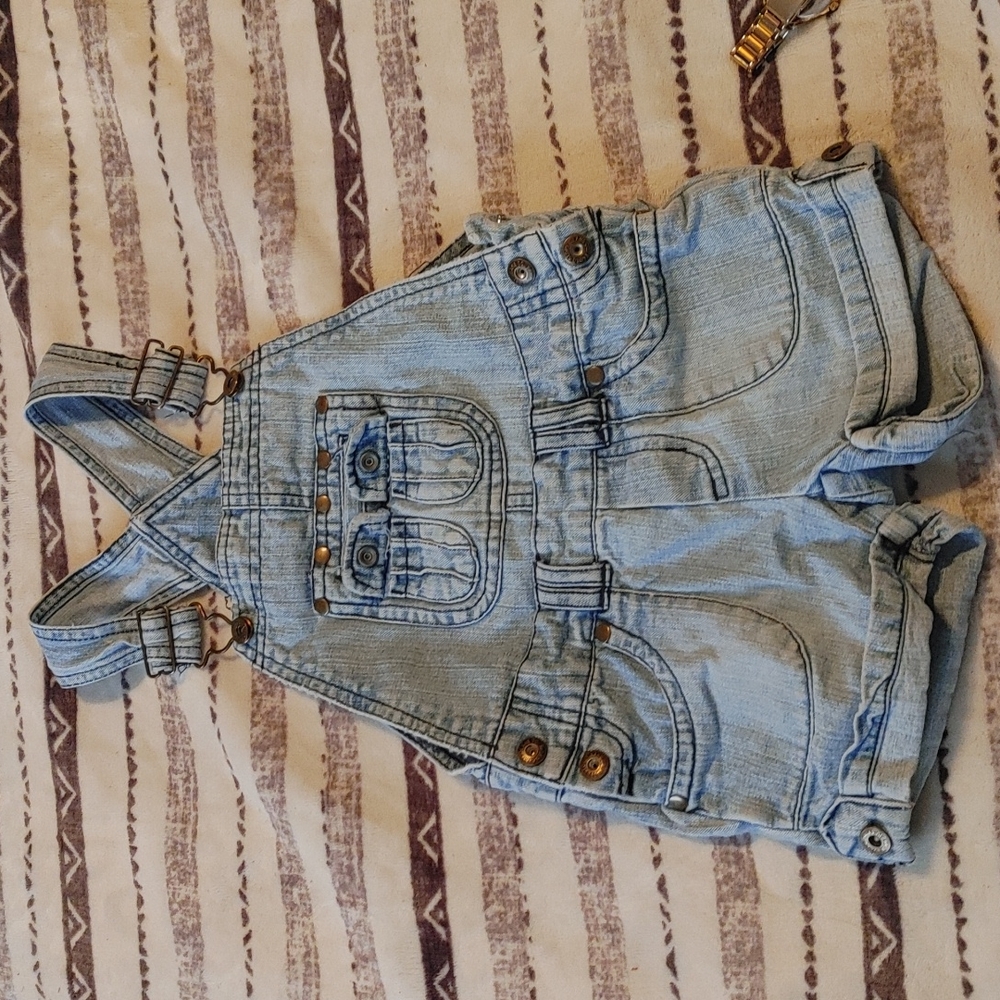 Girls Faded Glory Denim Shortalls Size 5